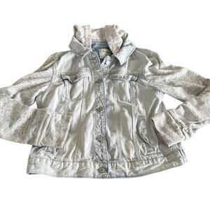 Mudd Denim Jacket With Hood Size L Cotton Sleeves And Hood